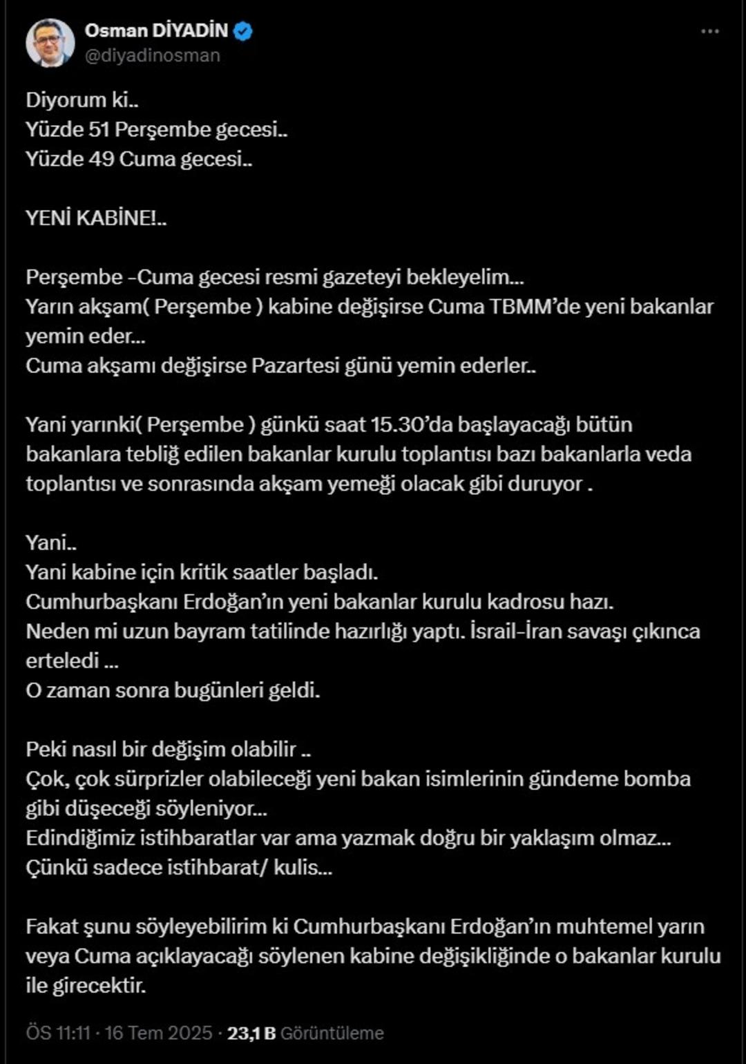 Kabinin değişmesi için ifadesi! Toplantı Perşembe günü getirildi, Ankara'nın sahne arkası 3