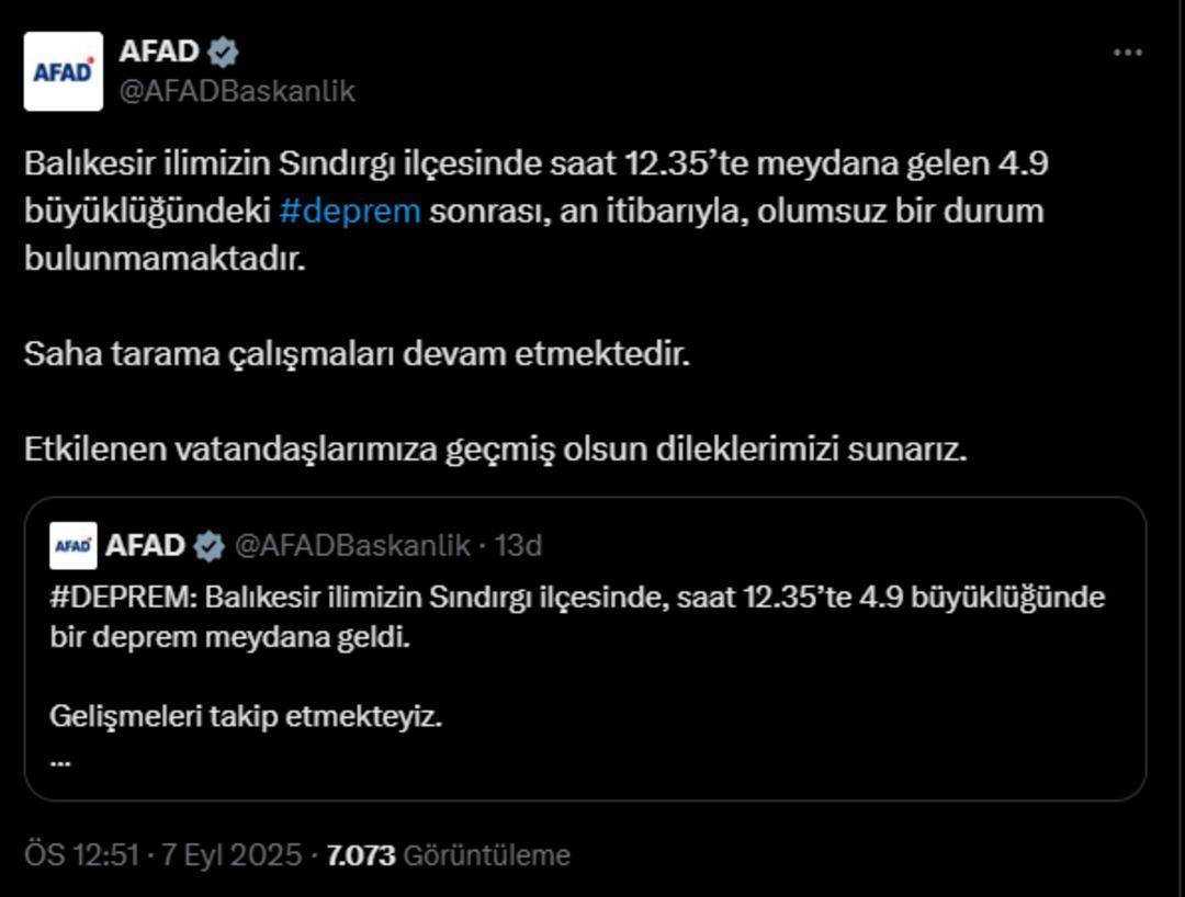 Son Dakika | Ayrıca İstanbul, Çanakkale, Izmir! BaliKesir 4.9 deprem büyüklüğü: Birkaç dakika içinde tekrar salınarak, APAD 5'in açıklaması geldi